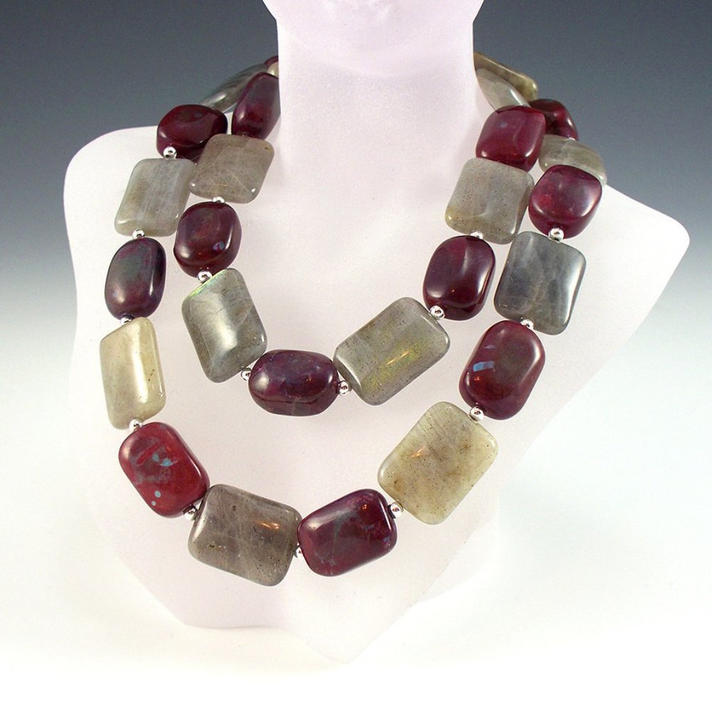 Labradorite, Magnesite, & Sterling Silver Necklace